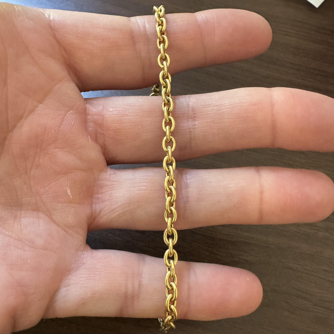 18k Yellow Gold 5g Hollow Light 4.5mm Cable Link Bracelet Italy 7.25"