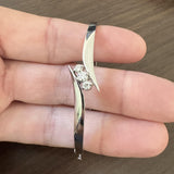 14k White Gold and Diamond 14.6g Solid Bypass Bangle Bracelet 7"