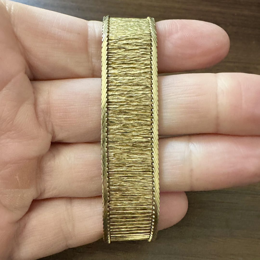 14k Yellow Gold 41.8g Solid Heavy 17.5mm Vintage Fancy Link Bracelet 7.25"