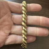 14k Yellow Gold 25g Polished and Brushed Links San Marco Bracelet Italy 7.25"