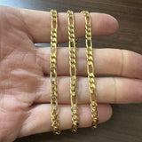14k Yellow Gold 21.6g Solid 4.5mm Figaro Link Chain Necklace Italy 24"