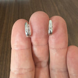 18k White Gold and 0.10cttw Princess Cut Diamond Small Huggie Earrings