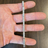 14k White Gold and 4cttw Pave Diamond Curved Bar Wave Link Bracelet 6.75"