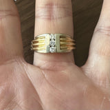 14k Yellow and White Gold Diamond 12g Heavy Men's Ring Size 12