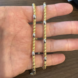 18k Yellow and White Gold 35g Two Tone Fancy Beaded Necklace Italy 18"