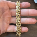 14k Yellow Gold 14.2g Thick Ladies 12mm Byzantine Link Bracelet Italy 7.25"