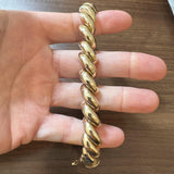 14k Yellow Gold 28.7g Big Thick 13mm San Marco Link Bracelet Turkey 7.5"