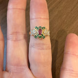 14k Yellow Gold Ruby Emerald and Diamond Ladies Ring Size 7.25