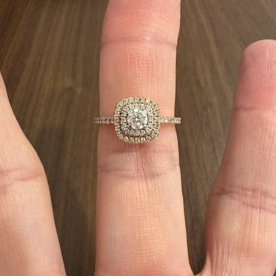 14k Rose Gold and 0.65cttw Diamond Halo Ring Size 8.75