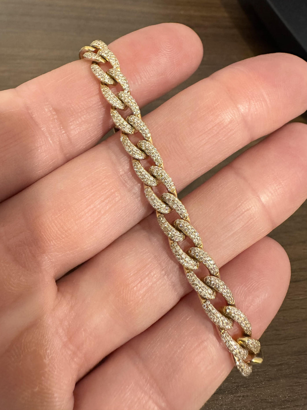 18k Yellow Gold and 4.5cttw Diamond Solid Ladies Curb Link Bracelet 7"