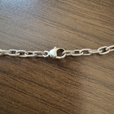 14k White Gold and Diamond Vintage Station Cable Link Necklace 16"
