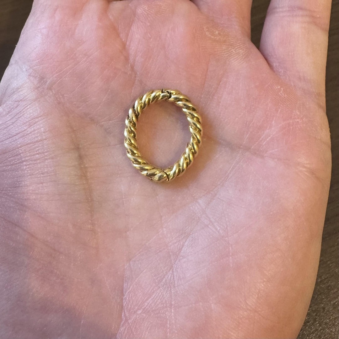 18k Yellow Gold 9.3g Solid Vintage Hinge Open Cable Band Ring Size 6.25