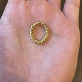 18k Yellow Gold 9.3g Solid Vintage Hinge Open Cable Band Ring Size 6.25