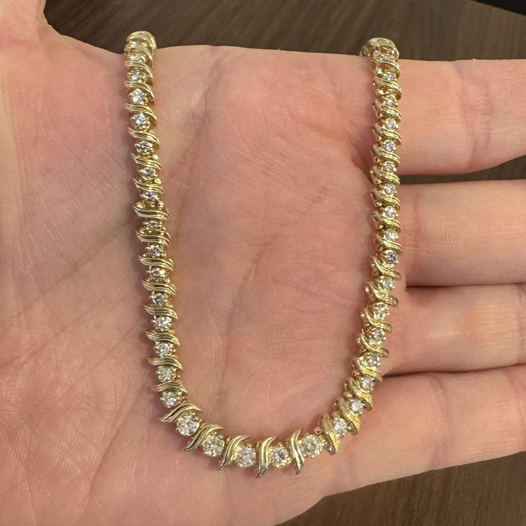 14k Yellow Gold 37.3g Heavy Vintage 4cttw Graduated Tennis Necklace 16"