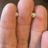 14k Yellow Gold and 0.10cttw Round Cut Diamond Stud Earrings