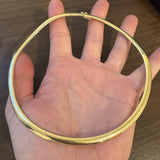 14k Yellow Gold 38g Solid Heavy 6mm Omega Link Necklace Italy 16"