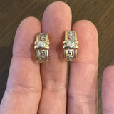 14k Yellow and White Gold Diamond Greek Key Huggie Earrings