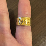 22k Yellow Gold 8.1g Solid 9.5mm Asian Band Ring Size 6.5