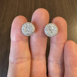 18k White Gold and 3cttw Diamond Cluster Button Stud Earrings