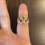 18k Yellow Gold and Diamond Ladies Open Design Band Ring Size 6.5