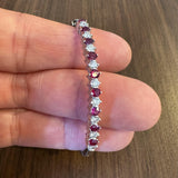 14k White Gold Ruby and 0.75cttw Diamond Solid Bangle Bracelet 6.25"