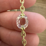 Judith Ripka 18k Gold 29g Pink Quartz and Diamond Cable Link Necklace 15.5"