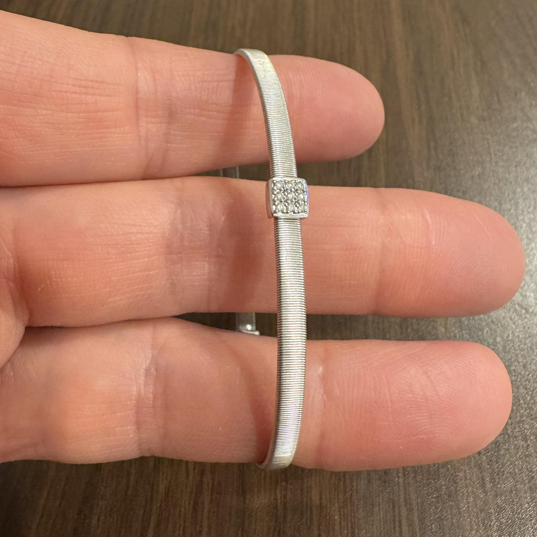 Marco Bicego 18k White Gold and Diamond Masai Coil Bracelet Italy 6.75"