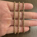 19k Portuguese Yellow Gold 14.5g Hollow 3.5mm Rope Chain Necklace 24.5"