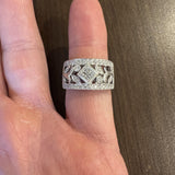 18k White Gold and 0.75cttw Diamond Vintage Floral Filigree Band Ring Size 7
