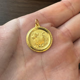 24k Pure Yellow Gold 7.4g Solid Asian Ox Zodiac Charm Pendant