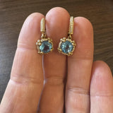 Judith Ripka 14k Yellow Gold Topaz and Diamond Drop Dangle Earrings 1"