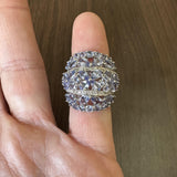 14k White Gold Tanzanite and Diamond Large Floral Ring Size 6