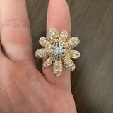 18k Rose and White Gold 1cttw Diamond Large Floral Ring Size 6.75