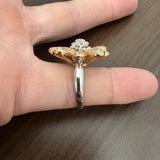 18k Rose and White Gold 1cttw Diamond Large Floral Ring Size 6.75