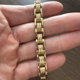 14k Yellow Gold 16.4g Ladies Polished 9mm Fancy Link Bracelet Italy 7.5"