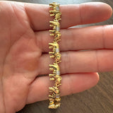 14k Yellow and White Gold 13.6g Two Tone Elephant Link Bracelet 7.5"