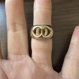 14k Yellow Gold and 0.15cttw Diamond Fancy Band Ring Size 9