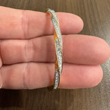 18k Yellow & White Gold 1.30cttw Diamond 27.6g Heavy Spiral Bangle Bracelet 6.5"
