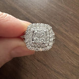 14k White Gold and 3.25cttw Diamond Cluster Ring Size 6.75