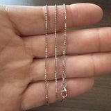 14k White Gold 5g Solid Thin 1.2mm Box Link Chain Necklace 24"