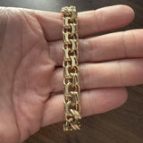 14k Yellow Gold 29.5g Hollow Men's 11mm Double Curb Link Bracelet 8.5"