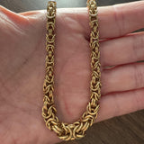 14k Yellow Gold 26.3g Thick Graduated Squared Byzantine Link Necklace Italy 16"