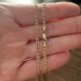 14k Yellow Gold 7.6g Semi Solid 3mm Mariner Link Chain Necklace Italy 18"