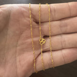 24k Pure Yellow Gold 3.6g Very Thin Twisted Curb Link Chain Necklace 24"