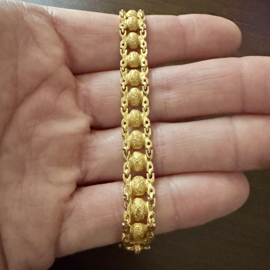 24k Pure Yellow Gold 22.6g Solid 10mm Ladies Fancy Link Bracelet 7"