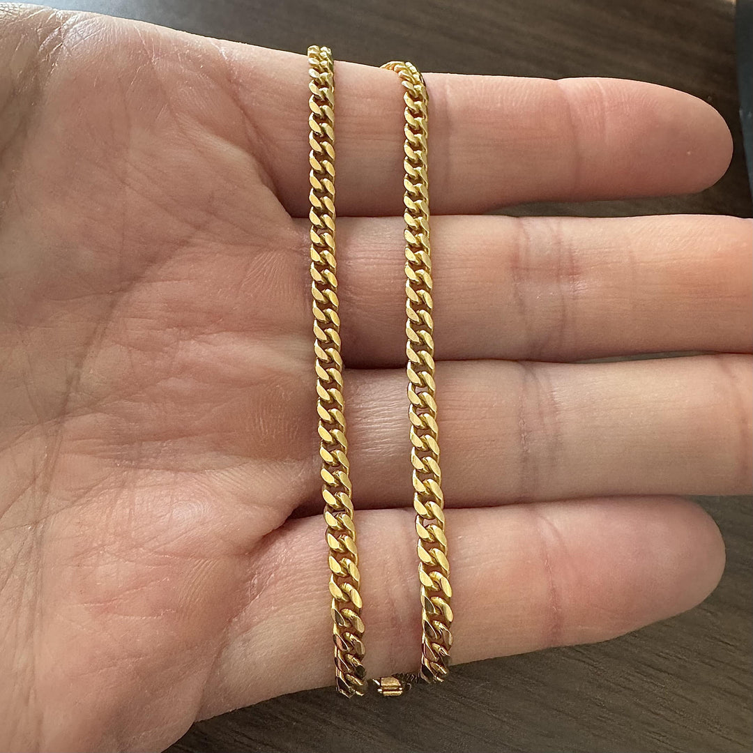 18k Yellow Gold 21.4g Solid 3.5mm Cuban Link Chain Necklace 18"