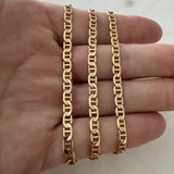 14k Yellow Gold 17.9g Semi Solid 4.5mm Mariner Link Chain Necklace Italy 24.5"