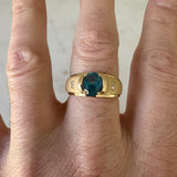 Cirari 14k Yellow Gold Blue Topaz and Diamond Men's Ring Size 11