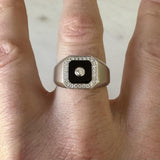 Cirari 14k White Gold Onyx and Diamonds Men's Ring Size 11