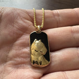 Effy 14k Yellow Gold and Onyx Dog Tag Panther Pendant Necklace 22"